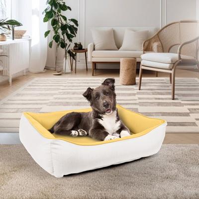 Show full view: Sherry Kline Pet Collection Cuddler Sunbrella Indoor/Outdoor Dog Bed, Natural / Daffodil, 42 x 54 x 5-in slide 3 of 5