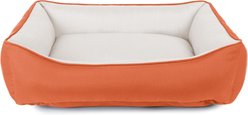 Sherry Kline Pet Collection Cuddler Sunbrella Indoor/Outdoor Dog Bed, Natural / Cayenne, 26 x 36 x 4-in
