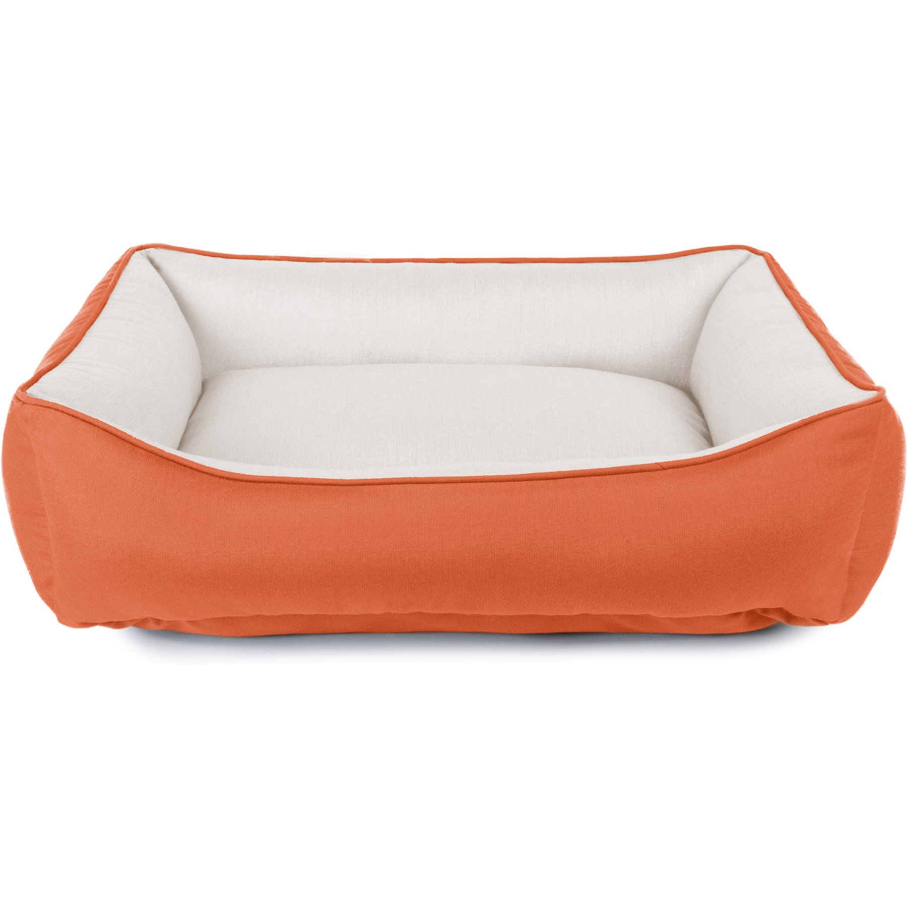 Sherry Kline Pet Collection Cuddler Sunbrella Indoor/Outdoor Dog Bed, Natural / Cayenne, 26 x 36 x 4-in