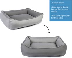 Sherry Kline Pet Collection Cuddler Sunbrella Indoor/Outdoor Dog Bed, Light Grey / Dark Grey, 20 x 26 x 3-in slide 2 of 4
