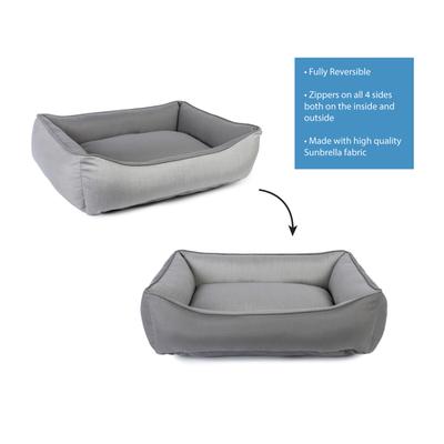 Show full view: Sherry Kline Pet Collection Cuddler Sunbrella Indoor/Outdoor Dog Bed, Light Grey / Dark Grey, 20 x 26 x 3-in slide 3 of 4