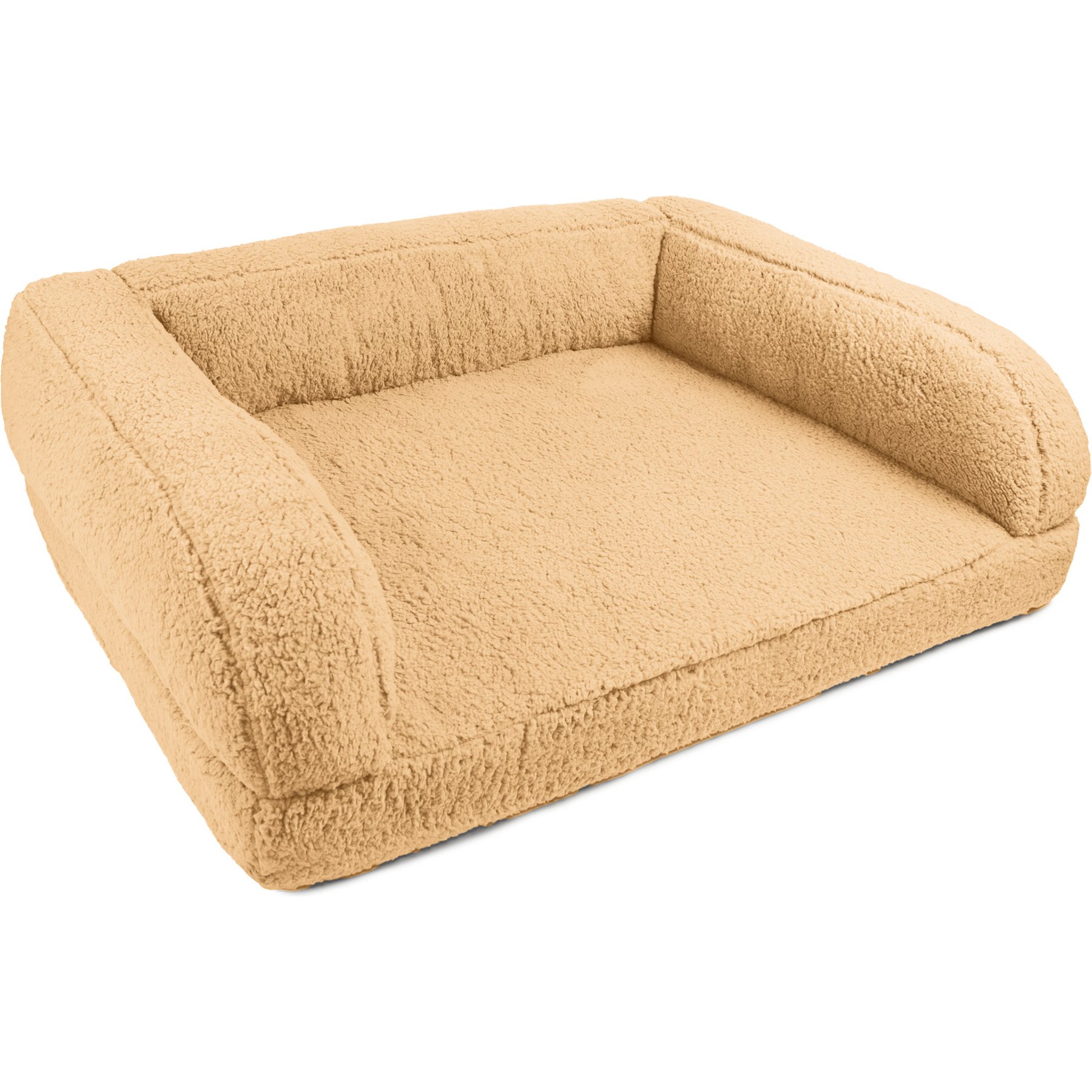 Sherry Kline Pet Collection Sherpa Couch Dog Bed, Caramel, 20 x 26 x 6-in