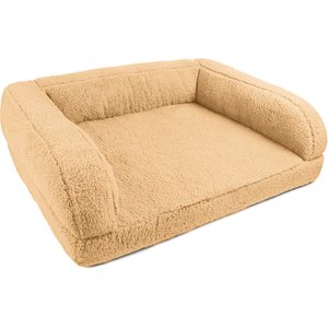 Sherry Kline Pet Collection Sherpa Couch Dog Bed, Caramel, 20 x 26 x 6-in
