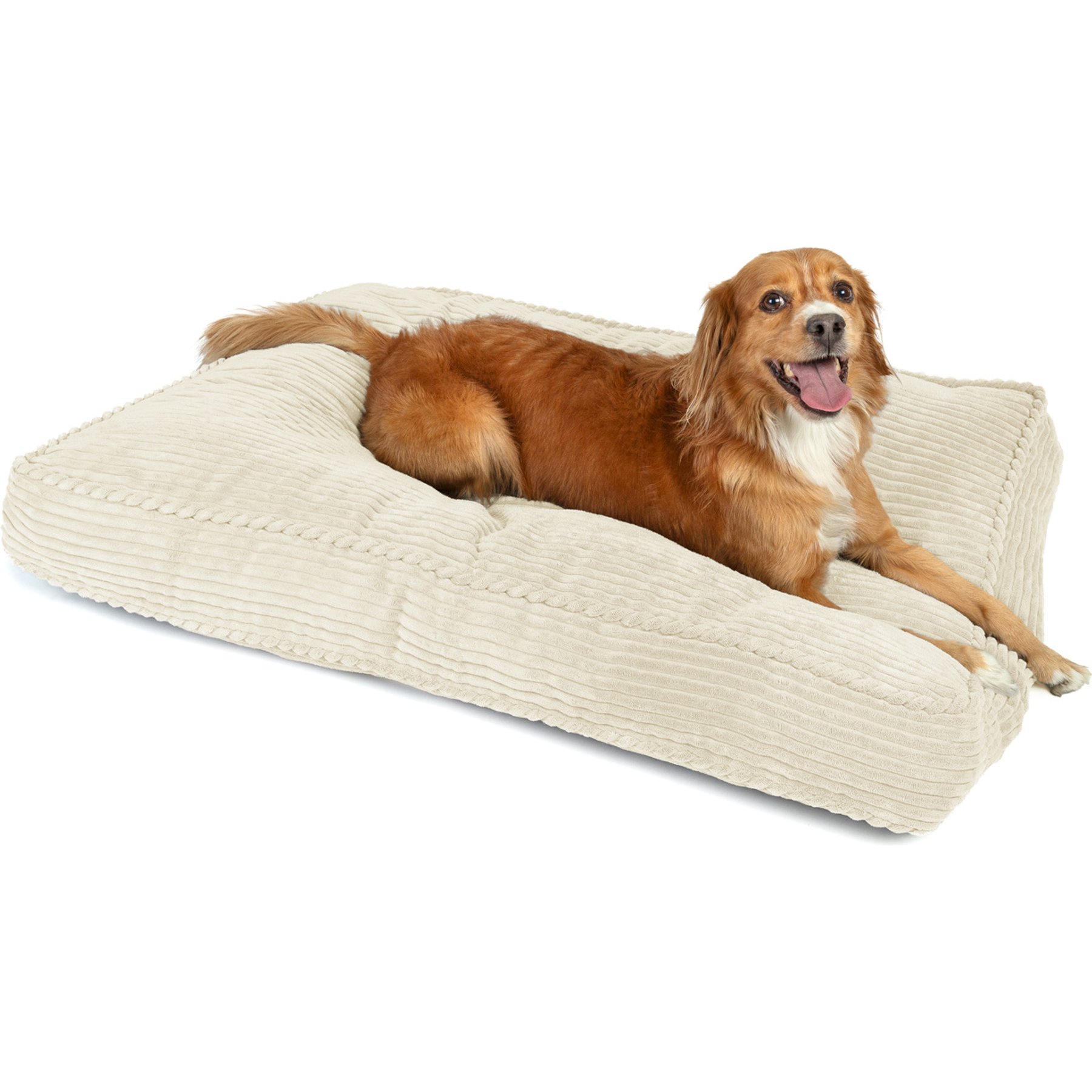 Sherry Kline Pet Collection Corduroy Rectangle Dog Bed, Natural, 30 x 42 x 4-in