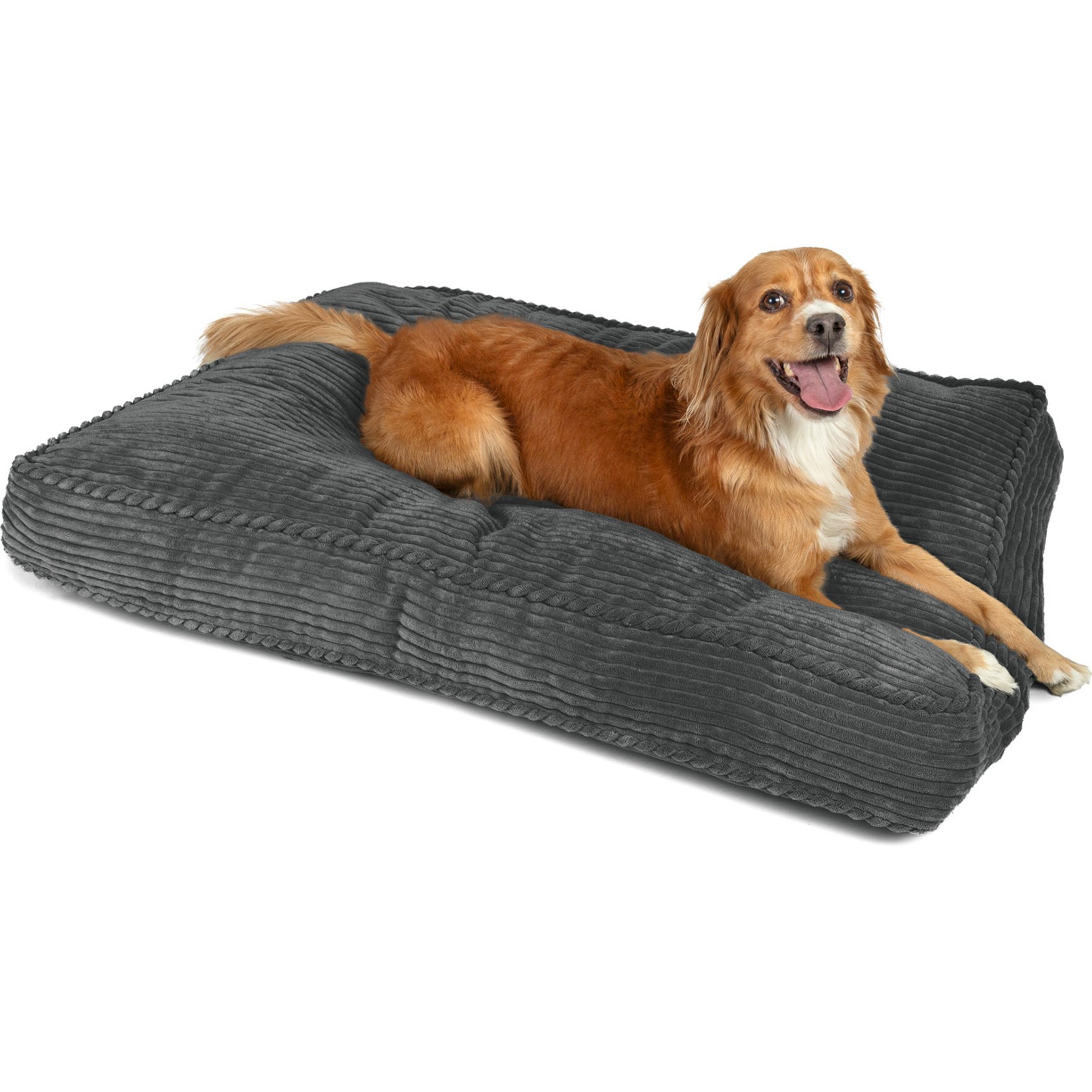 Sherry Kline Pet Collection Corduroy Rectangle Dog Bed, Dark Grey, 26 x 36 x 4-in