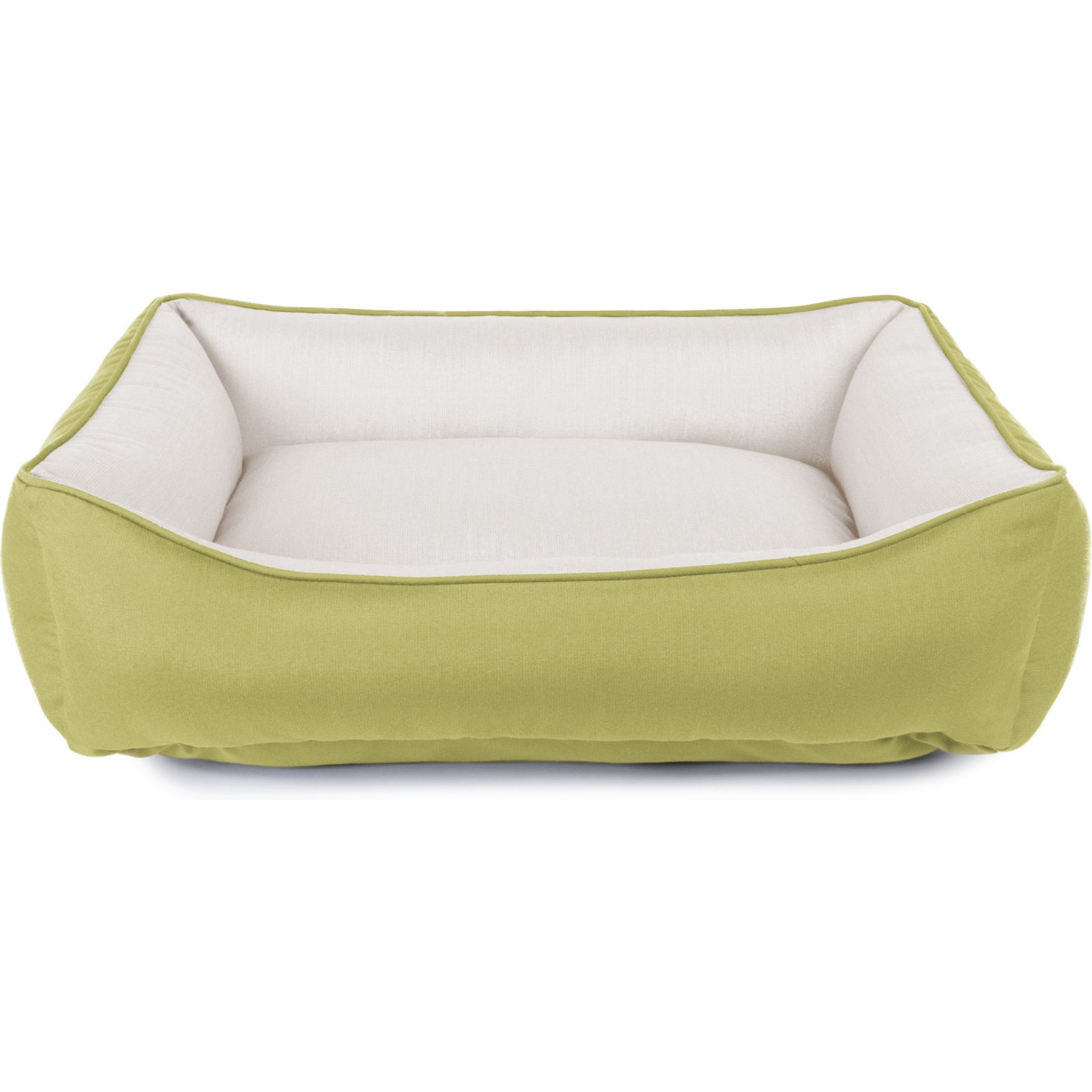 Sherry Kline Pet Collection Cuddler Sunbrella Indoor/Outdoor Dog Bed, Natural / Kiwi, 20 x 26 x 3-in