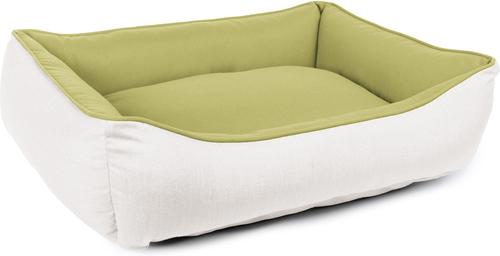 Show full view: Sherry Kline Pet Collection Cuddler Sunbrella Indoor/Outdoor Dog Bed, Natural / Kiwi, 26 x 36 x 4-in slide 3 of 3