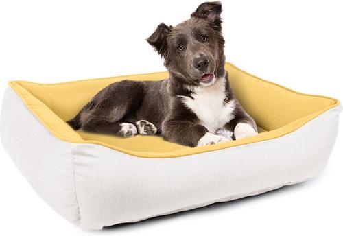 Show full view: Sherry Kline Pet Collection Cuddler Sunbrella Indoor/Outdoor Dog Bed, Natural / Daffodil, 42 x 54 x 5-in slide 4 of 5