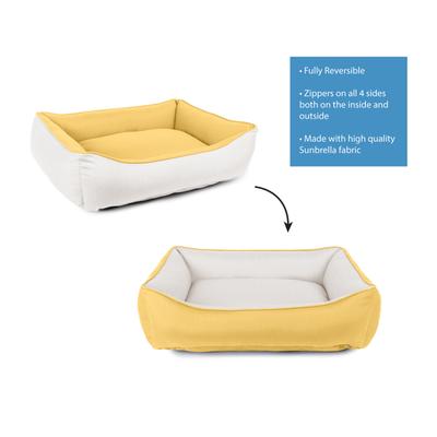 Show full view: Sherry Kline Pet Collection Cuddler Sunbrella Indoor/Outdoor Dog Bed, Natural / Daffodil, 42 x 54 x 5-in slide 5 of 5