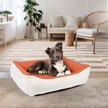 Show in main carousel: Sherry Kline Pet Collection Cuddler Sunbrella Indoor/Outdoor Dog Bed, Natural / Cayenne, 20 x 26 x 3-in slide 2 of 3