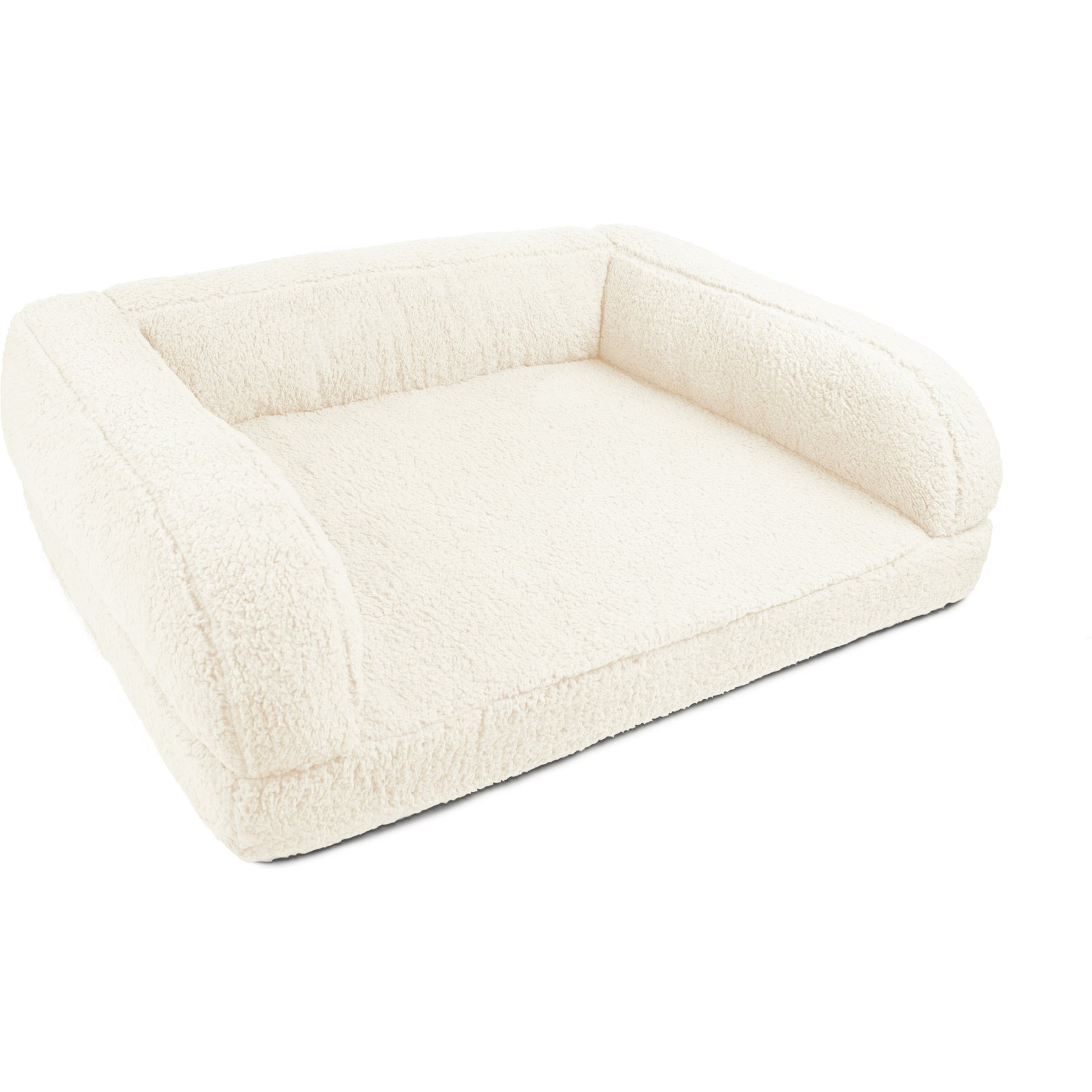 Sherry Kline Pet Collection Sherpa Couch Dog Bed, Natural, 26 x 36 x 8-in