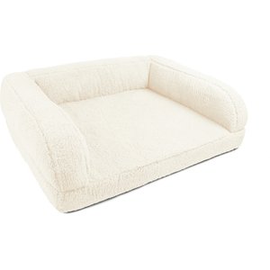 Sherry Kline Pet Collection Sherpa Couch Dog Bed, Natural, 26 x 36 x 8-in