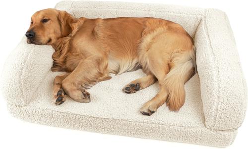 Show full view: Sherry Kline Pet Collection Sherpa Couch Dog Bed, Natural, 30 x 42 x 10-in slide 3 of 5