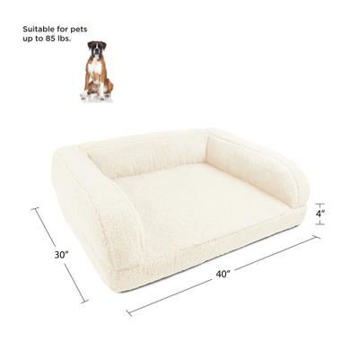 Show full view: Sherry Kline Pet Collection Sherpa Couch Dog Bed, Natural, 30 x 42 x 10-in slide 4 of 5