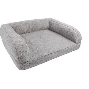 Sherry Kline Pet Collection Sherpa Couch Dog Bed, Grey, 26 x 36 x 8-in
