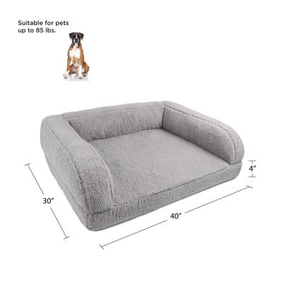 Show full view: Sherry Kline Pet Collection Sherpa Couch Dog Bed, Grey, 30 x 42 x 10-in slide 3 of 4
