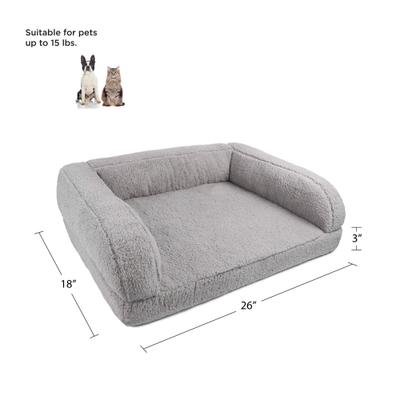 Show full view: Sherry Kline Pet Collection Sherpa Couch Dog Bed, Grey, 20 x 26 x 6-in slide 4 of 5