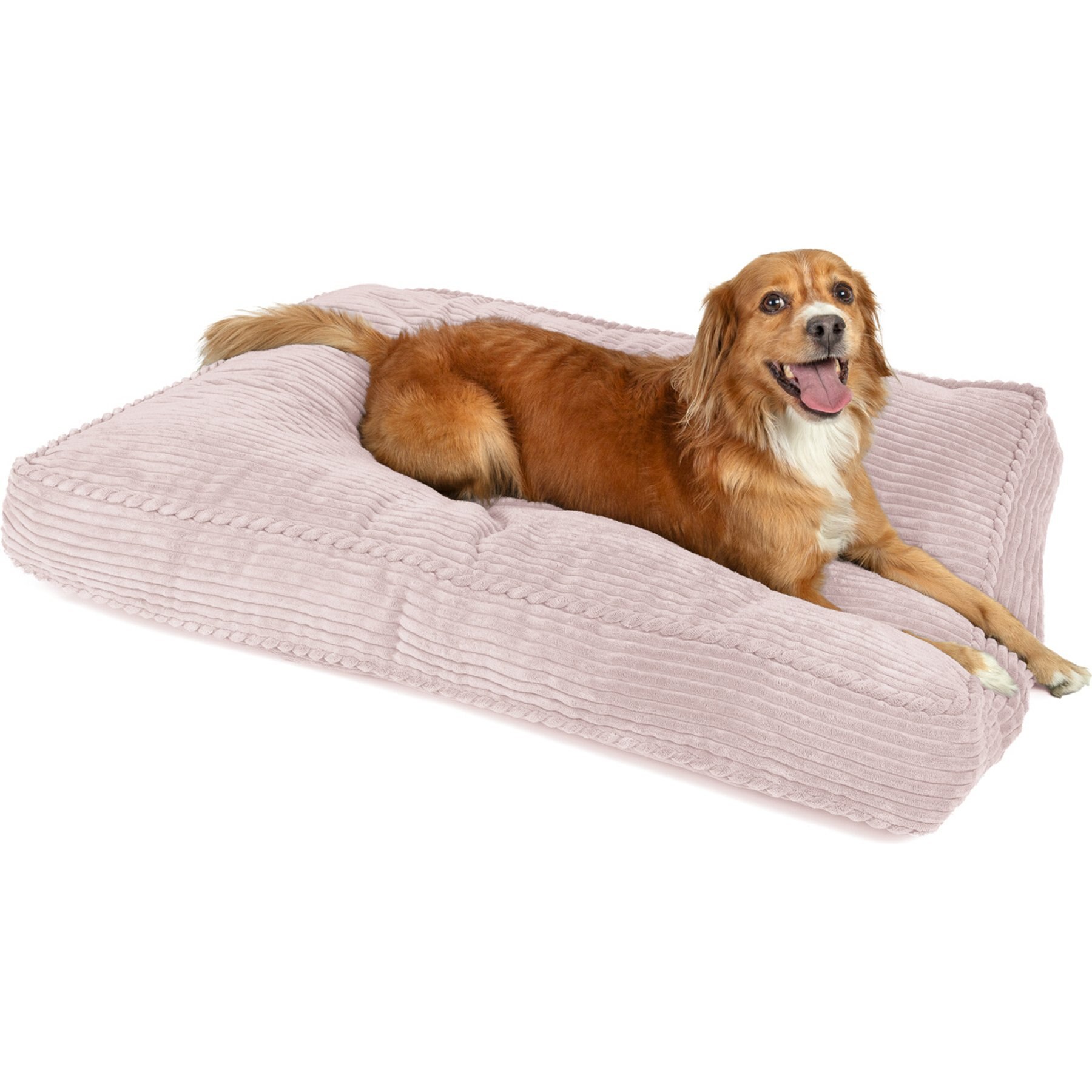 Sherry Kline Pet Collection Corduroy Rectangle Dog Bed, Powder Pink, 26 x 36 x 4-in