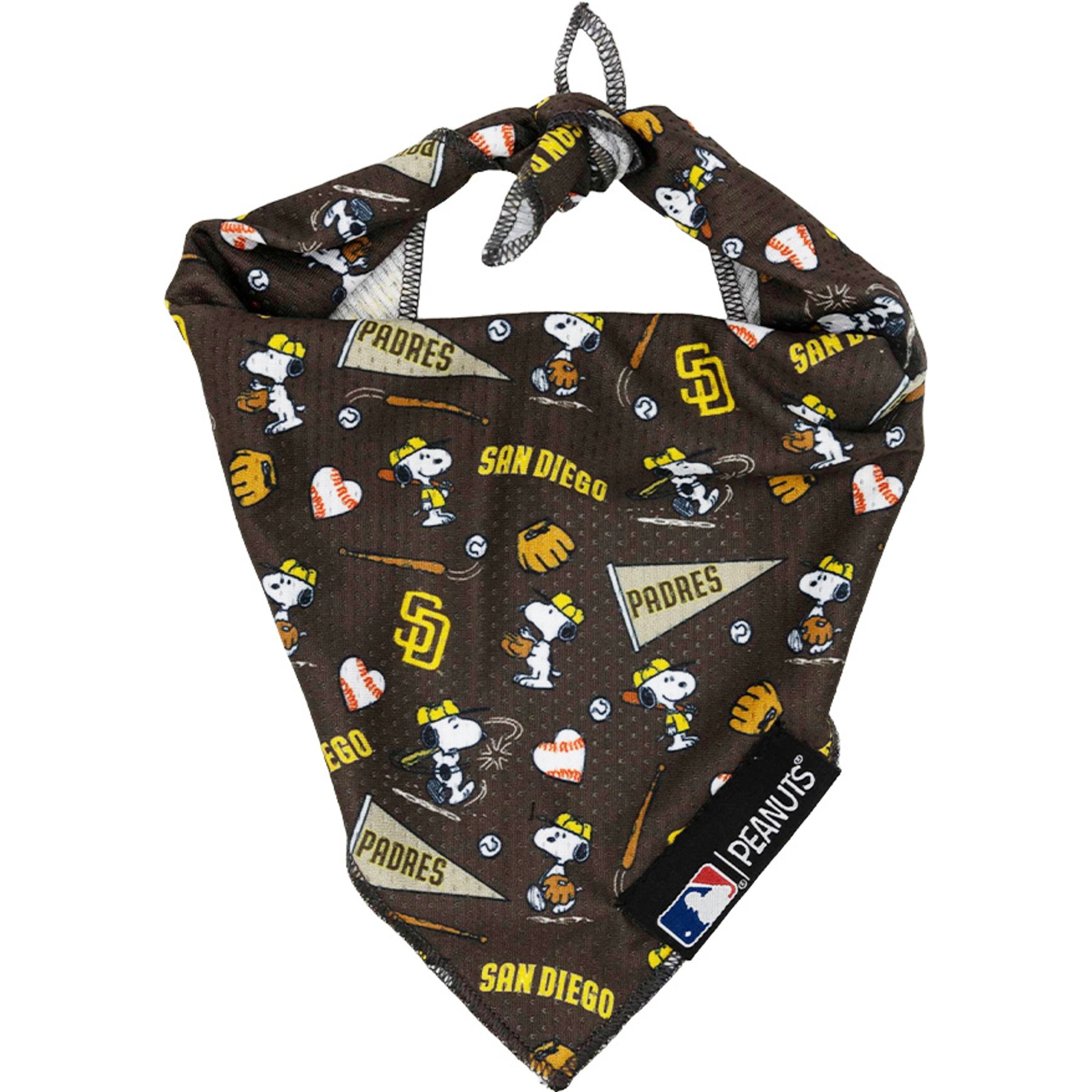 Sassy Woof MLB x Peanuts Dog Bandana, San Diego Padres, Medium: 17-in neck