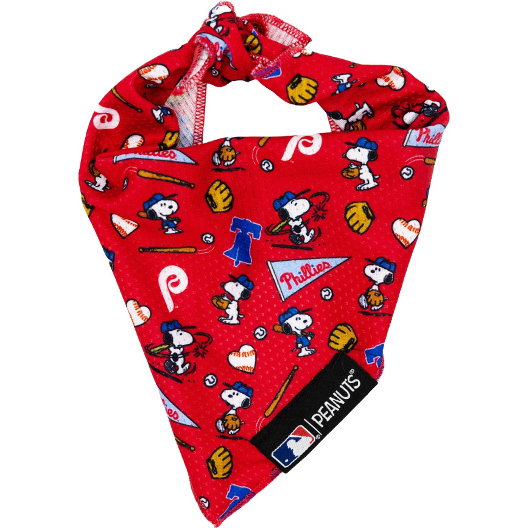 Sassy Woof MLB x Peanuts Dog Bandana, Philadelphia Phillies, Medium: 17-in neck