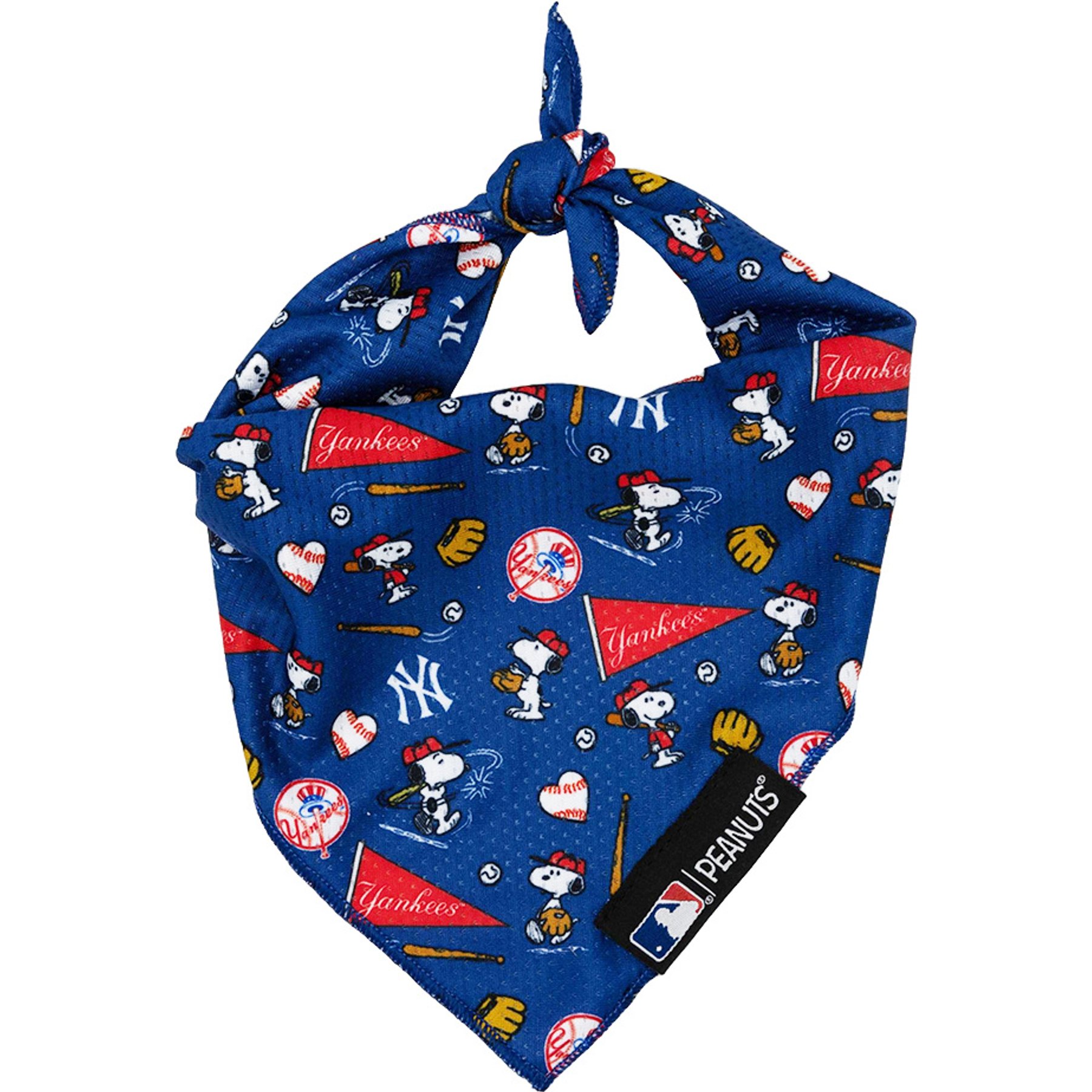 Sassy Woof MLB x Peanuts Dog Bandana, New York Yankees, Small: 13-in neck