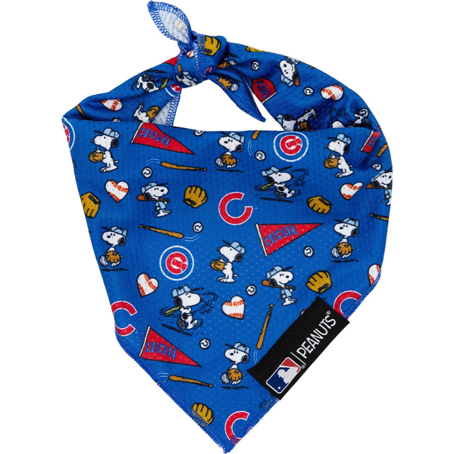 Sassy Woof MLB x Peanuts Dog Bandana, Chicago Cubs, Small: 13-in neck