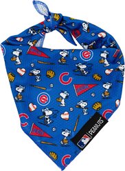 Sassy Woof MLB x Peanuts Dog Bandana, Chicago Cubs, Small: 13-in neck