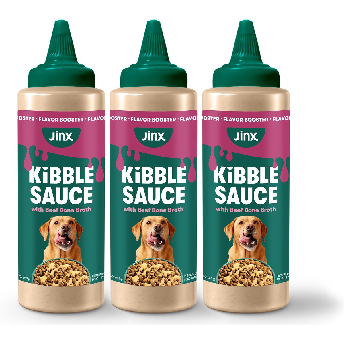 Jinx Kibble Sauce Beef Bone Broth Wet Dog Food Topper, 36-fl oz bundle