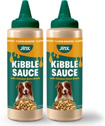 Jinx Kibble Sauce Chicken Bone Broth Wet Dog Food Topper, 24-fl oz bundle