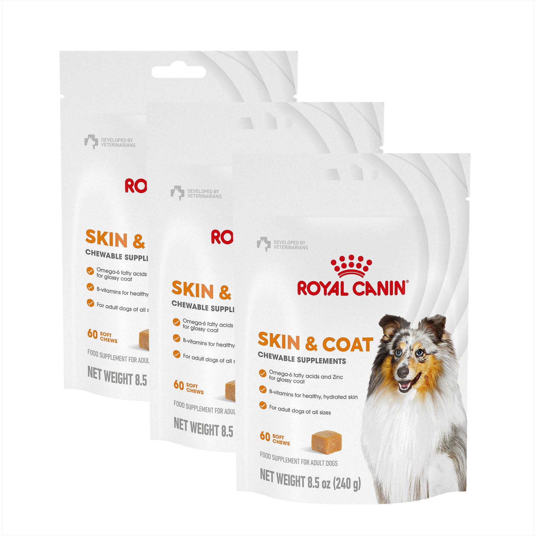 Royal Canin Skin & Coat Support Soft Chews Supplement for Adult Dogs, 180 count bundle