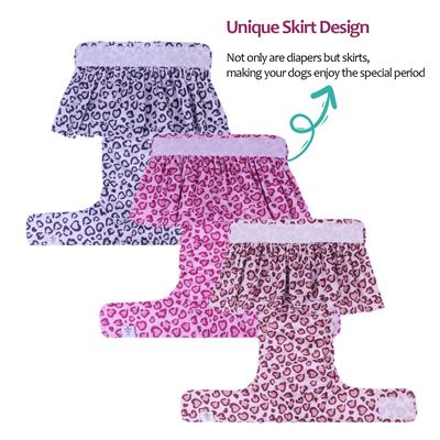 Show full view: CuteBone Reusable Female Dog Diapers with Skirts, 3 count, X-Small: 10-in waist, Leopard slide 2 of 10