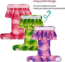CuteBone Reusable Female Dog Diapers with Skirts, 3 count, Large: 20 to 27-in waist, Tie-Dye slide 2 of 8