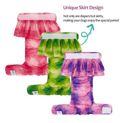 Show full view: CuteBone Reusable Female Dog Diapers with Skirts, 3 count, Large: 20 to 27-in waist, Tie-Dye slide 2 of 9