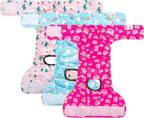 Show full view: CuteBone Reusable Female Dog Diapers, 3 count, Large: 20 to 27-in waist, Unicorn & Pig & Sheep slide 6 of 11