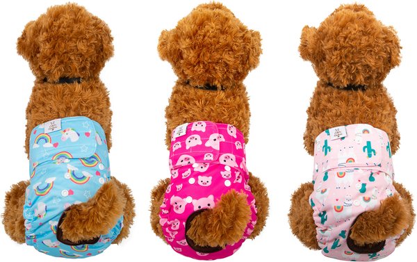 Show full view: CuteBone Washable & Reusable Female Dog Diapers, 3 count, Medium: 16 to 21-in waist slide 9 of 10