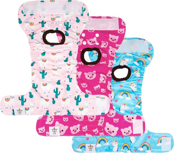 Show full view: CuteBone Washable & Reusable Female Dog Diapers, 3 count, Medium: 16 to 21-in waist slide 6 of 10