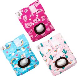 CuteBone Reusable Female Dog Diapers, 3 count, Small: 11 to 16-in waist, Unicorn & Pig & Sheep