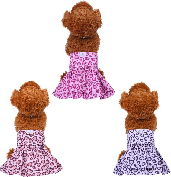 Show full view: CuteBone Washable & Reusable Leopard Print Female Dog Diapers with Skirts, 3 count, X-Small: 10-in waist slide 9 of 9