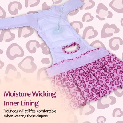 Show full view: CuteBone Reusable Female Dog Diapers with Skirts, 3 count, X-Small: 10-in waist, Leopard slide 5 of 10