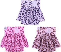 CuteBone Reusable Female Dog Diapers with Skirts, 3 count, X-Small: 10-in waist, Leopard