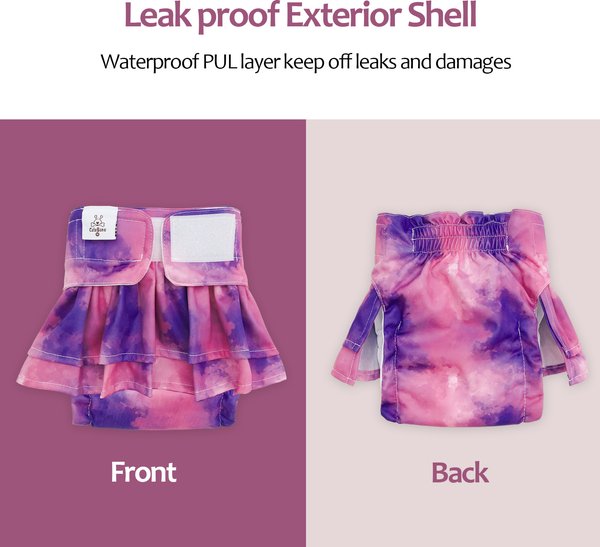 Show full view: CuteBone Washable & Reusable Tie-Dye Female Dog Diapers with Skirts, 3 count, X-Small: 10-in waist slide 7 of 8