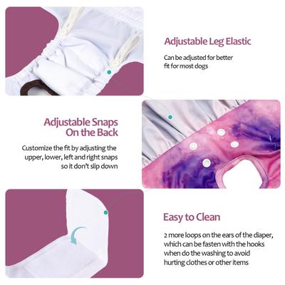 Show full view: CuteBone Reusable Female Dog Diapers with Skirts, 3 count, Large: 20 to 27-in waist, Tie-Dye slide 3 of 9