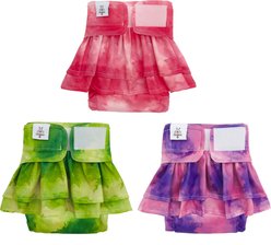 CuteBone Reusable Female Dog Diapers with Skirts, 3 count, Small: 11 to 16-in waist, Tie-Dye