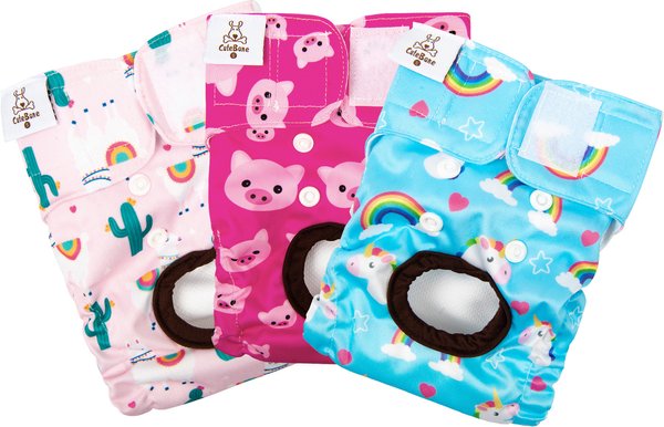 Show full view: CuteBone Washable & Reusable Female Dog Diapers, 3 count, Medium: 16 to 21-in waist slide 8 of 10