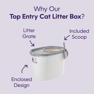 Show full view: Litter Genie Products Top Entry Enclosed Cat Litter Box, White/Gray, 20.5-in slide 2 of 7