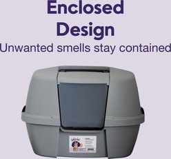 Litter Genie Products Corner Enclosed Cat Litter Box, Gray/Black, 21-in slide 2 of 7