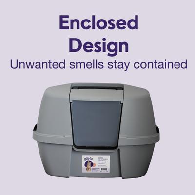 Show full view: Litter Genie Products Corner Enclosed Cat Litter Box, Gray/Black, 21-in slide 5 of 8