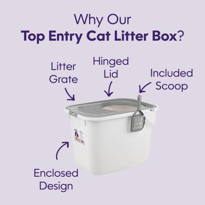 Show full view: Litter Genie Products Top Entry Cat Litter Box, White/Gray, 20.5-in slide 2 of 7