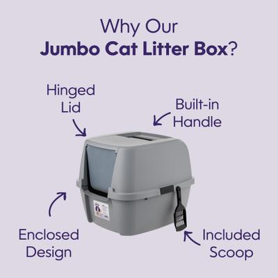 Show full view: Litter Genie Products Portable Enclosed Cat Litter Box, Gray/Black, 21-in slide 2 of 6