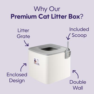 Show full view: Litter Genie Products Premium Top Entry Cat Litter Box, White/Gray, 17.25-in slide 2 of 6